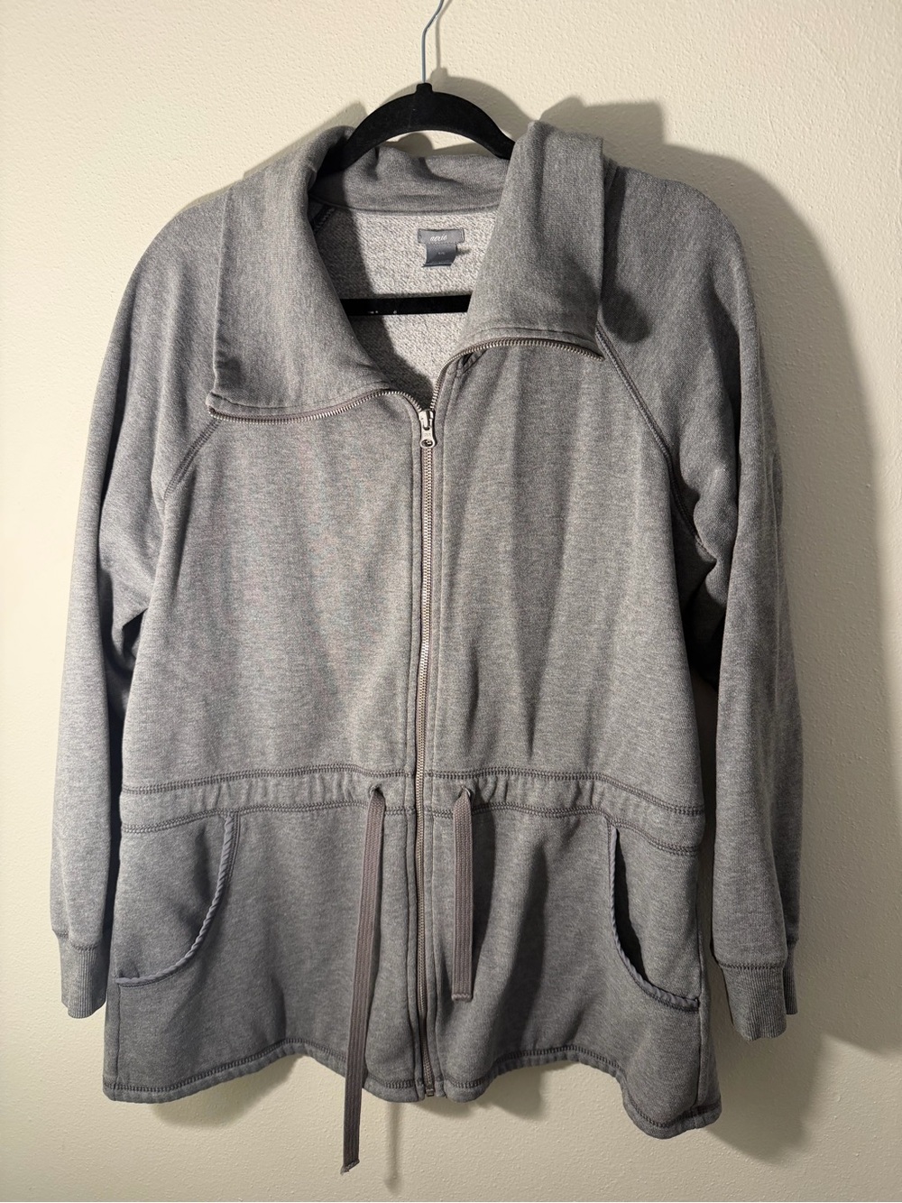 aerie Light Gray Zip-Up Drawstring Utility Jacket